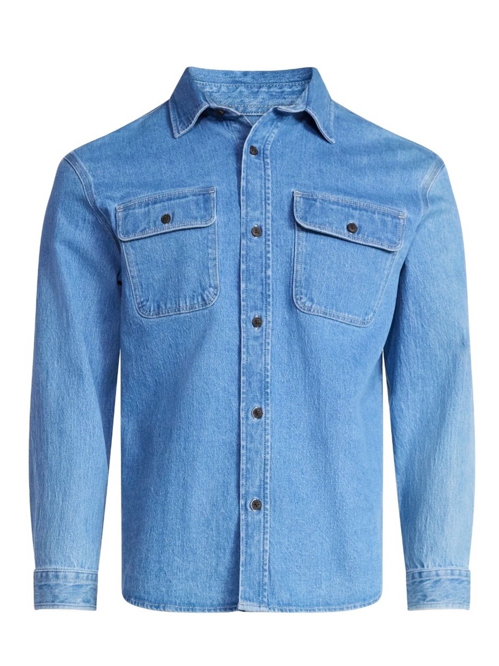 Free Assembly Men's Heavyweight Denim Overshirt with Long Sleeves
